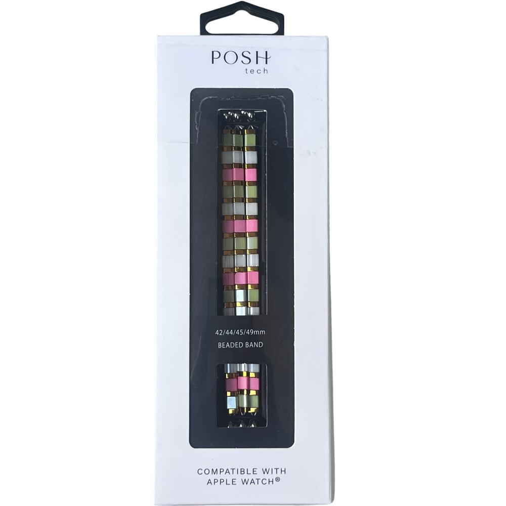 Slim Beaded Bracelet Apple Watch Watchband Pink Green - Picture 5 of 6